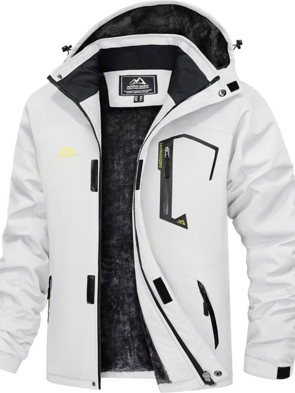 Magcomsen Men's Waterproof Fleece Lined Winter Coats Warm Snow Ski Jacket-White